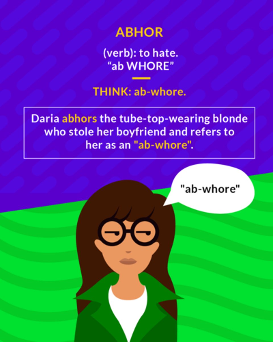 <p>(v.) to regard with horror or loathing; to hate deeply</p><p>(v.) to hate</p>