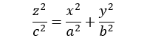 <p>-one negative</p><p>-all variable²/ constant²</p><p><mark data-color="yellow" style="background-color: yellow; color: inherit;">-equals 0</mark></p><p>axis is negative coefficient</p><p></p><p>*looks like two cones that touch in the middle</p>