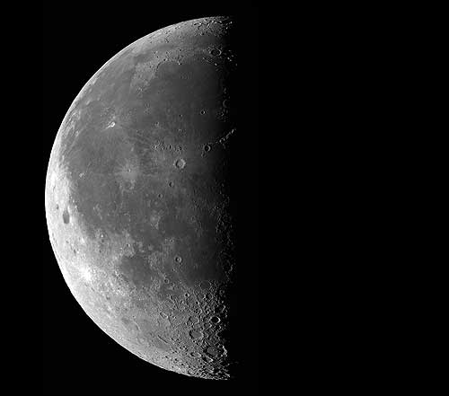 <ul><li><p>Half Moon</p></li><li><p>3/4s around it’s orbit</p></li><li><p>Rises 12 AM, sets 12 PM</p></li></ul><p></p>