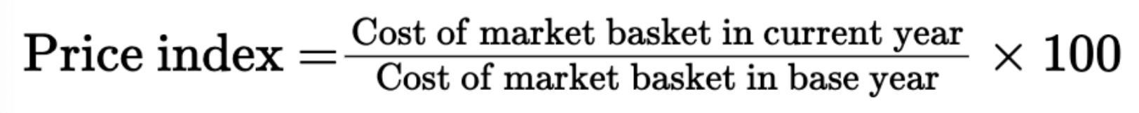 measure of change in prices for certain group of goods & services (market basket?) over given period

used to measure inflation