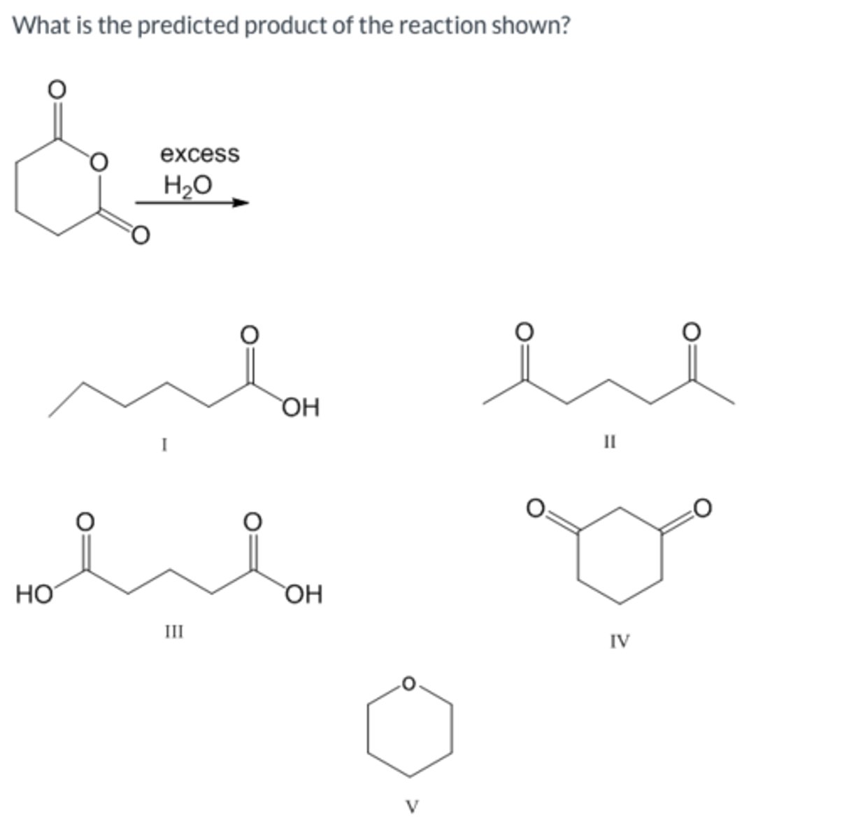 <p>What is the predicted product of the reaction shown?</p>