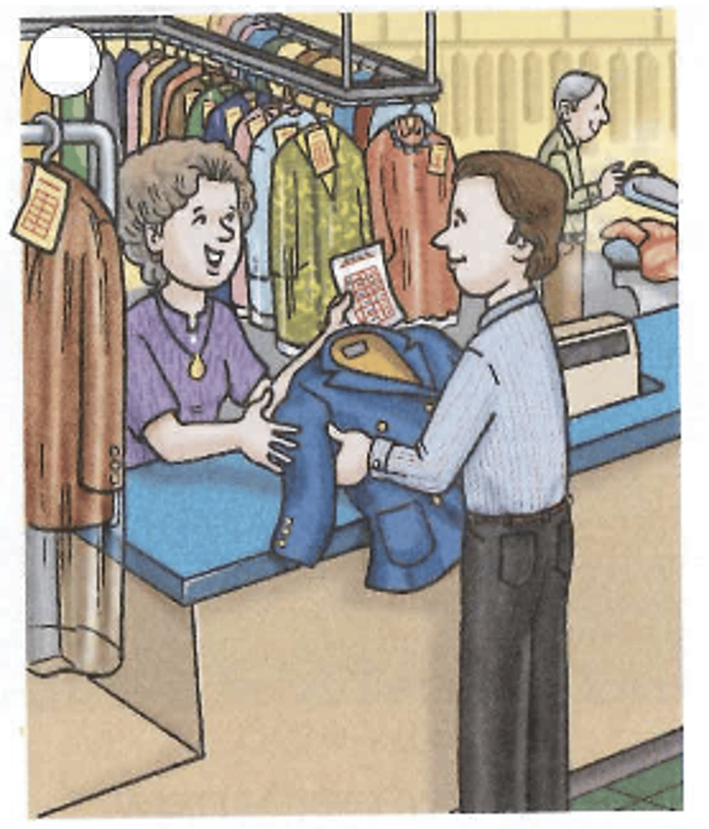 <p>to get your clothes from the cleaner's</p>