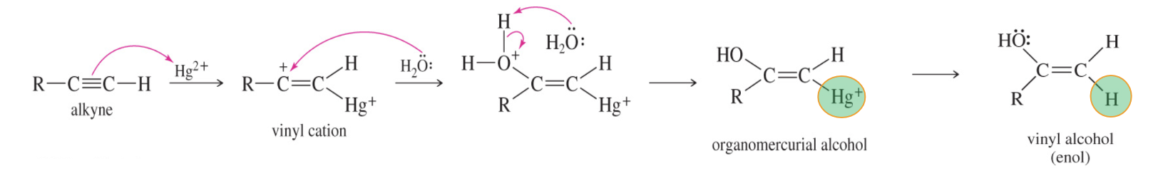 <p>Mercuric Ion-catalyzed hydrogenation</p><p>HgSO4/H2SO4 </p>
