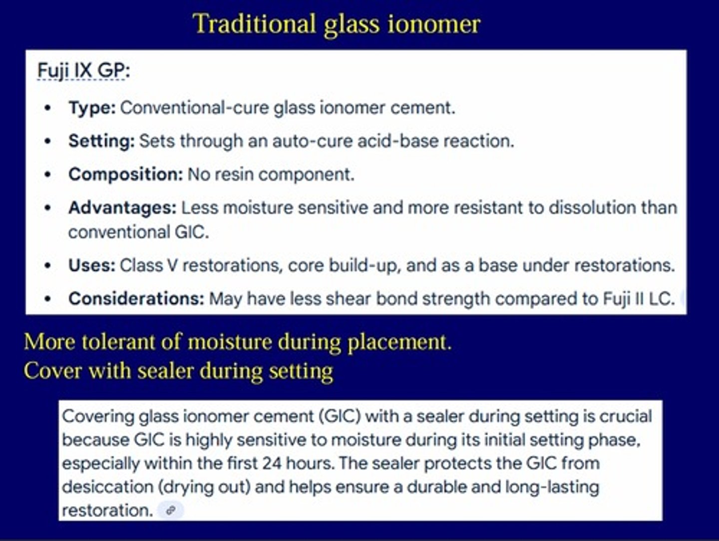 <p>moisture during placement</p>