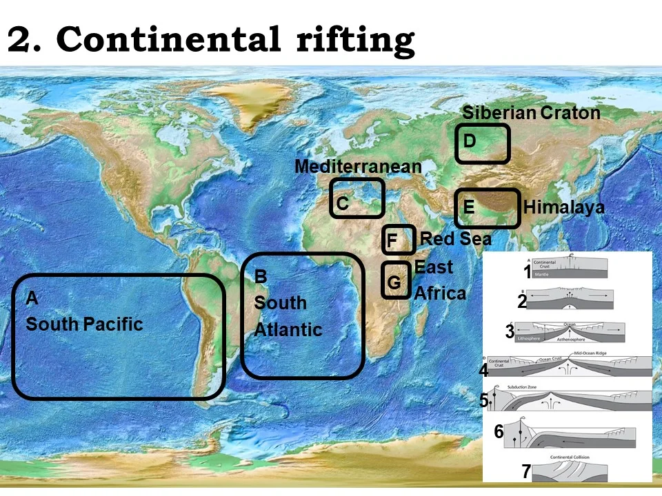 <p>currently undergoing continental rifting</p>