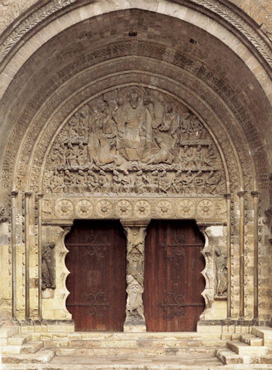<p>Name: South Portal, TYMPANUM showing Christ in Majesty</p><p>Time Period: 1115 CE</p><p>Location: Priory Church of Saint-Pierre, Moissac</p><p>Medium: Marble Relief</p>