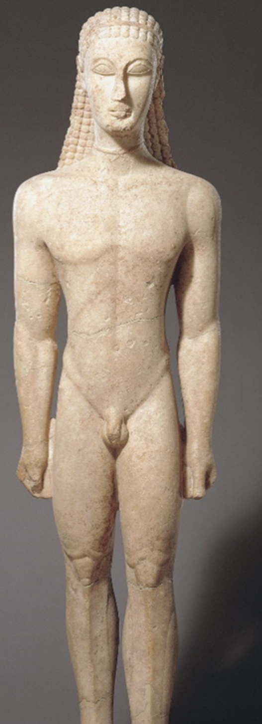 <p><span>Which of the following statements about this statue is&nbsp;</span><strong>not</strong><span> true?</span></p><ul><li><p>It may have represented a god</p></li><li><p>It may have marked a grave</p></li><li><p>It borrows some conventions from Ancient Egyptian art</p></li><li><p>It may have been a votive offering</p></li></ul><p></p>