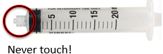 <p>A critical site to never touch the tip of the syringe</p><p></p>