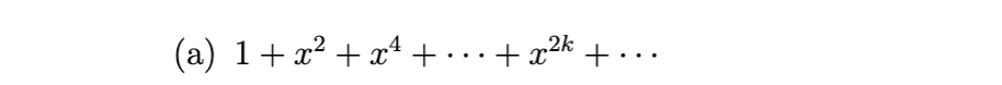 <p>Find the interval of convergence of the power series, and find a familiar function that is represented by the power series on that interval.</p>