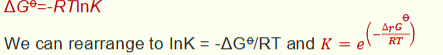 <p>how does this equation show that K is constant with pressure but not with temperature?</p>
