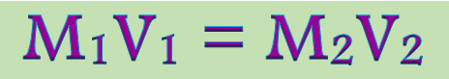 <p>M1V1=M2V2</p>