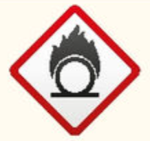 <p>substances with this symbol cause or increase the intensity of fire when they react with other substances</p>