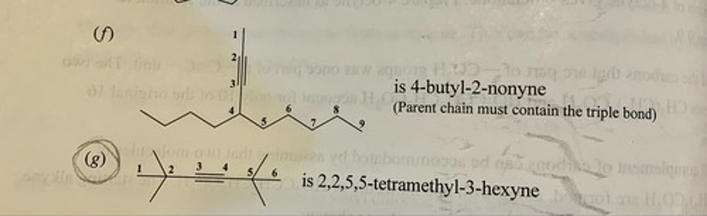 <p>(f) 4-butyl-2-nonyne</p><p>(g) 2,2,5,5-tetramethyl-3-hexyne</p>