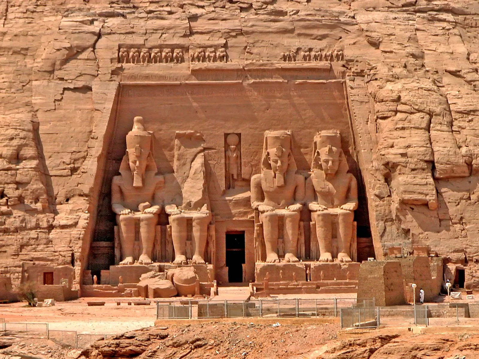 <p>commissioned by Rameses II to honor his own memory, has 4 different statues of himself</p>