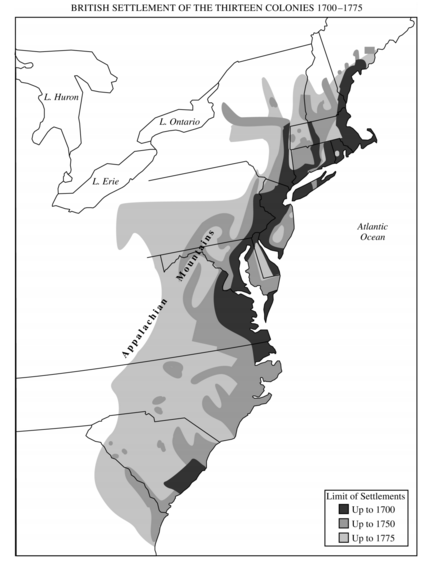 <p>The change in settlement patterns from 1700 to 1775 best explains the&nbsp;</p>
<p>A. Development of economic differences between the northern and southern colonies</p>
<p>B. Significant proportion of colonists who remained loyal to Great Britain during the American Revolution</p>
<p>C. Colonists' difficulties in effectively resisting the British military during the American Revolution</p>
<p>D. Growth of social tensions between backcountry settlers and coastal elites</p>