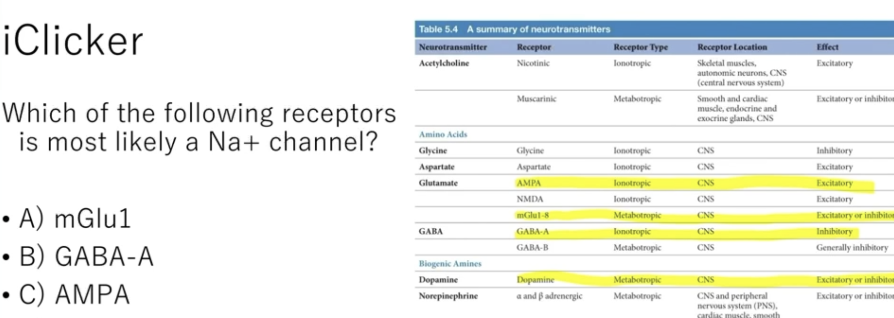 <p>Which of the following receptors is most likely an Na+ Channel?</p>