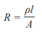<ul><li><p>A measure of how easily it allows charge to flow through it </p></li><li><p>ρ- Resistivity</p></li><li><p>R- Resistance</p></li><li><p>l- lenght</p></li><li><p>(Ohm-metre)</p></li></ul><p></p>
