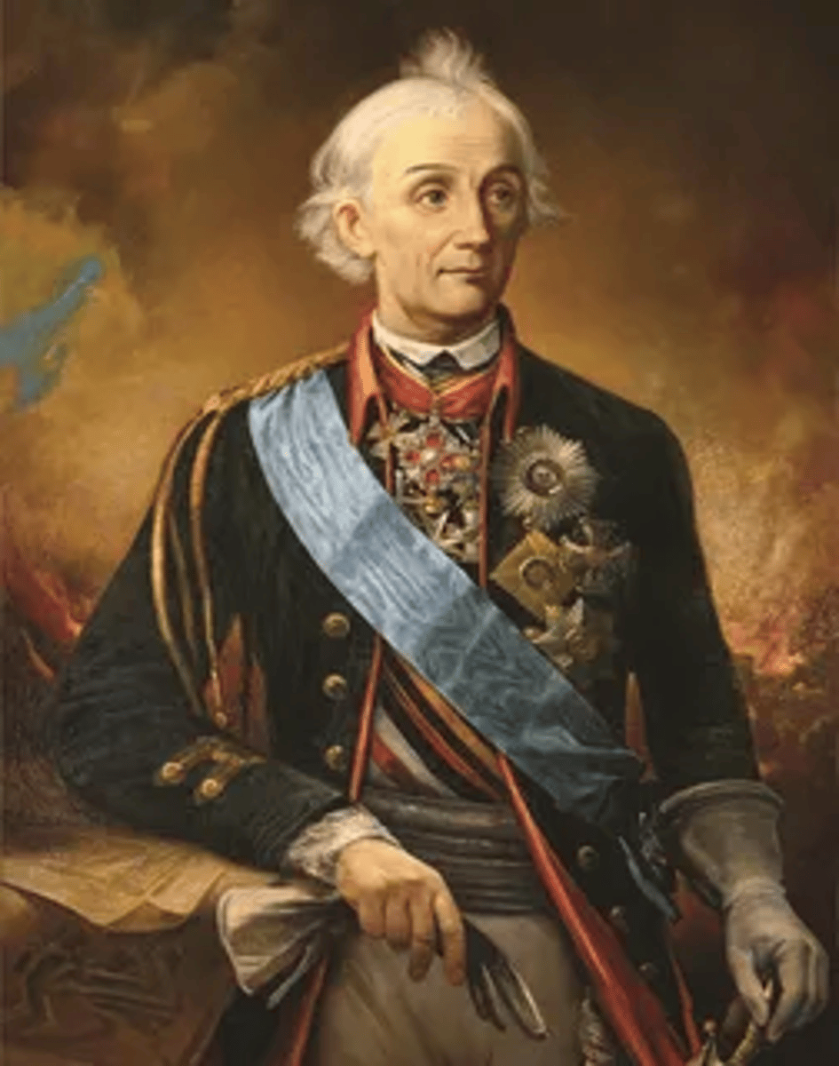 <p>1) Полководец, военный теоретик;</p><p>2) Участвовал в Семилетней войне;</p><p>3) Одержал многочисленные победы над турками в войнах 1768-1774 гг. и 1787-1791 гг.;</p><p>4) Подавил национально-освободительное восстание Т. Костюшко в Польше в 1794 г.;</p><p>5) В 1799 г. совершил Итальянский и Швейцарский походы;</p><p>6) Основное военно-теоретическое сочинение — «Наука побеждать» (1795 г.).</p>