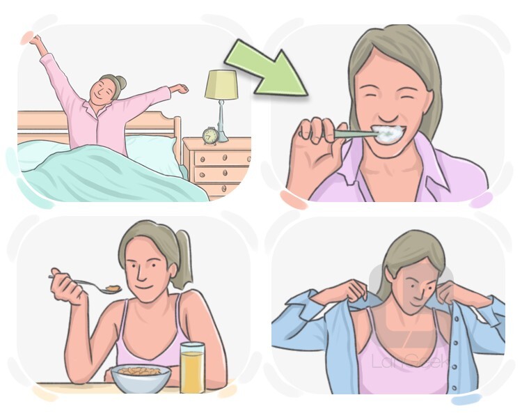 <p>Coming after something in time; following.</p>