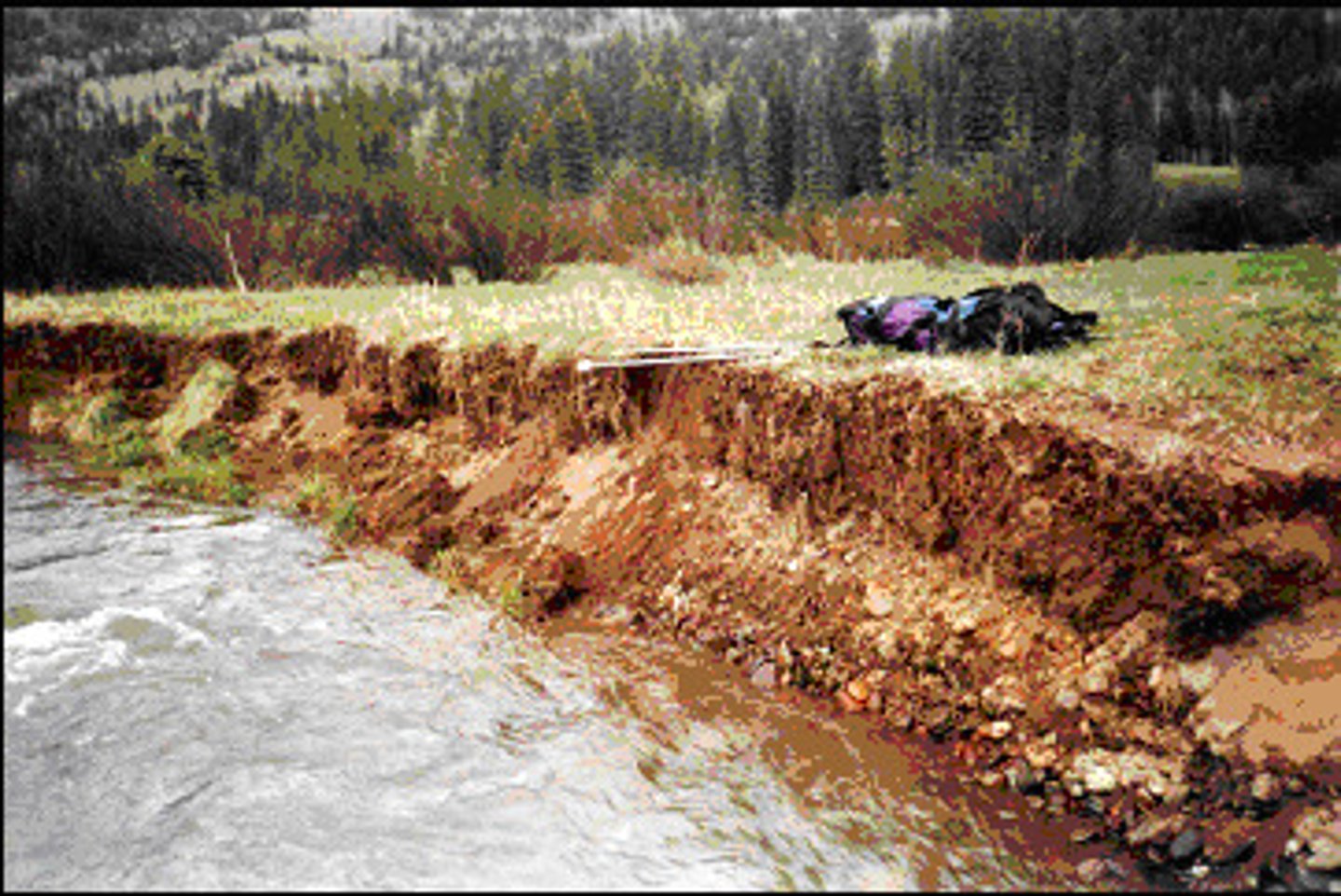 <p>Type of water erosion, erosion of the sides of a stream over time</p>