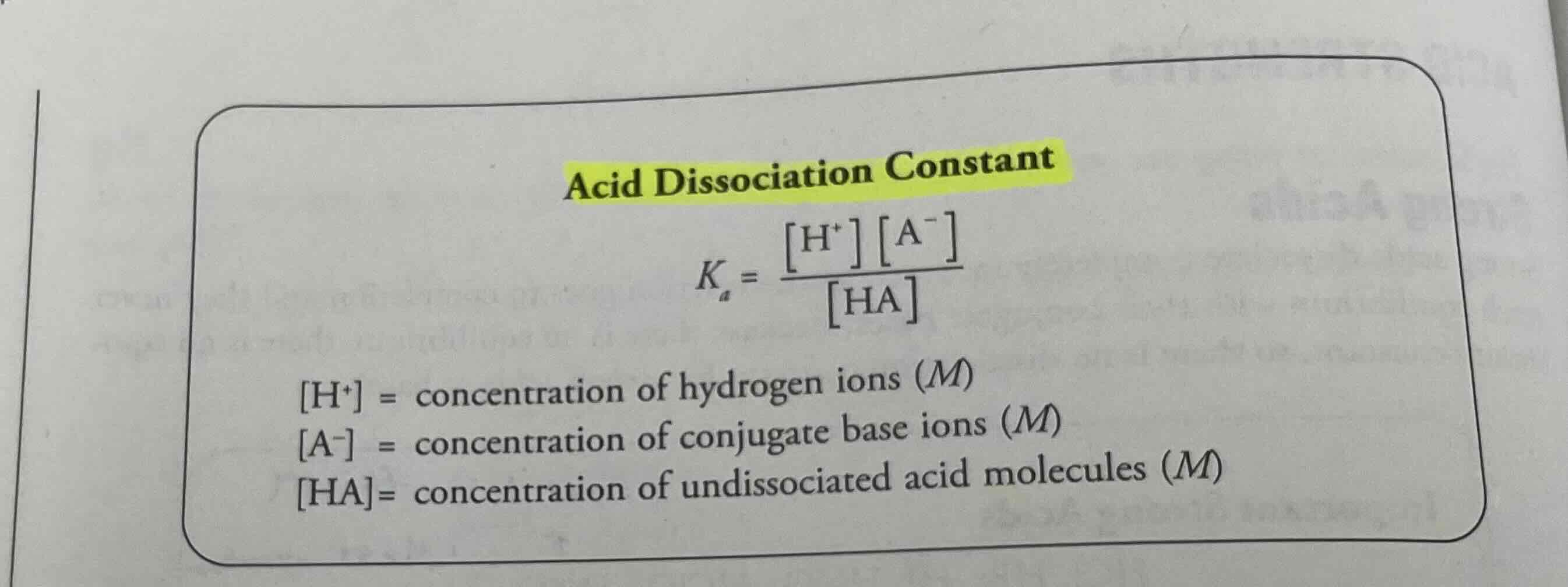 <p>Ka = [H+] [A-]/ [HA]</p><p>Always product over reactant </p>