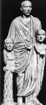 <p>Roman Patrician with Busts of his Ancestors, 1st Century BCE</p>