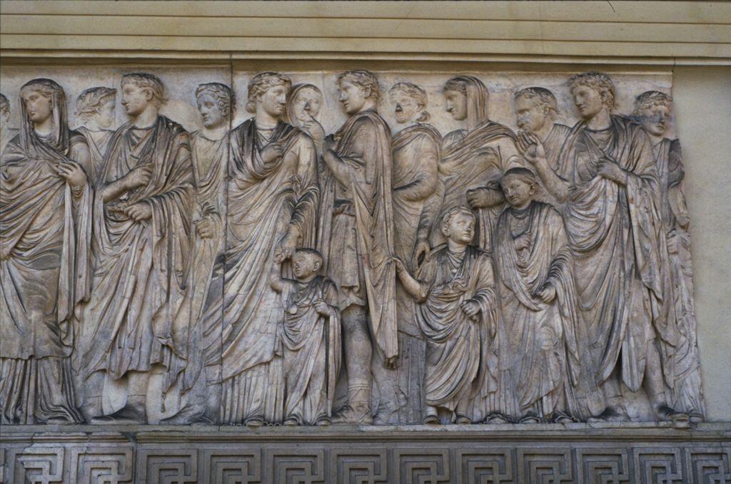 <p>Name - Ara Pacis Augustae - Female personification and sacrificial procession</p><p>Date - 13-9 BCE</p><p>Culture - Roman</p><p>OG Location - Rome, Italy</p><p>Function -</p><p>Patron -</p><p>Material -</p><p>Other - Alludes to fertility, features <span>processional images imitating those of the Athenian Parthenon and references to Rome's peace and abundance under imperial rule</span></p>