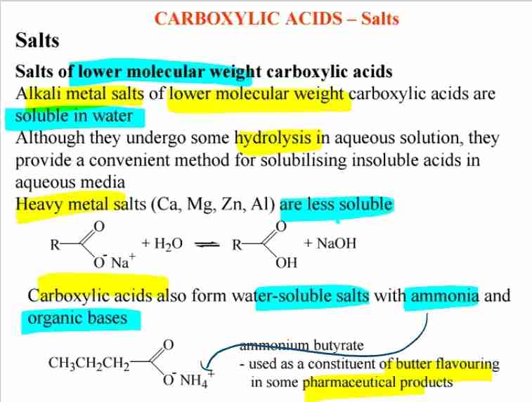 <p>- Alkali metal salts are water-soluble.</p><p>- Heavy metal salts are less soluble.</p>