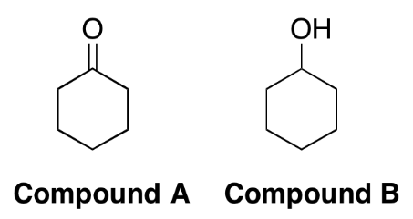 The **more non-polar** compounds elute **first** in silica gel chromatography. In the pair of compounds (see picture), which would be the **first** to **elute** from a silica gel column?