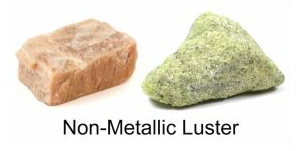 <p>Vitreous (glass like appearance), resinous, pearly, greasy, glossy, dull, earthy</p>