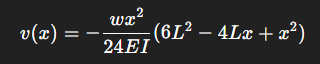 <p>cantilever beams- uniform load <span style="font-family: KaTeX_Main, "Times New Roman", serif; line-height: 1.2; font-size: 1.21em;"><strong><em><span>w</span></em></strong></span></p>
