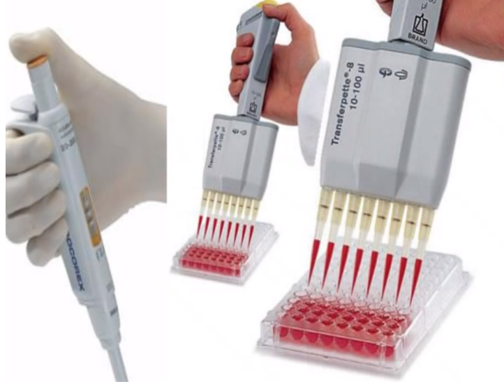 <p>what type of semi-automated pipette?</p><p>left - </p><p>right - </p>