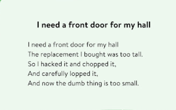 <ul><li><p>closed-formed poem with a light and humorous subject matter </p></li><li><p>consists of five lines </p></li><li><p>the first four set up the joke </p></li><li><p>the final line delivers the punch line </p><p></p><p></p></li></ul><p></p>