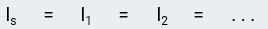<p>The current is the same at every point in the circuit</p>