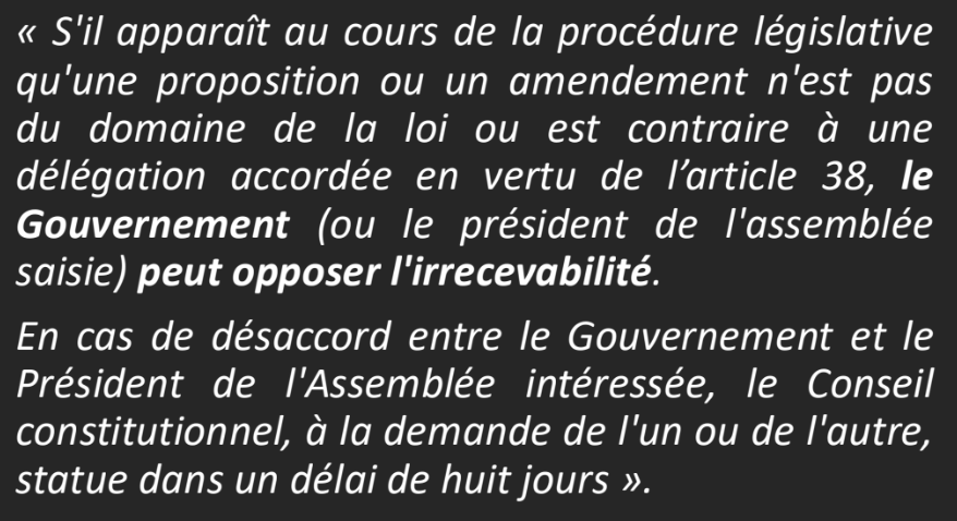 <p>L’irrecevabilité législative / domaniale (actuel mais modifié à la marge)</p>