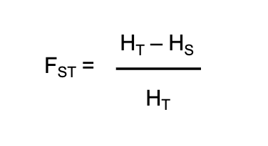 <p>A tool used to measure the reduction of heterozygosity at different scales</p><ul><li><p>tells us how much gene flow, populations structure and differentiation there is in an allele</p></li><li><p>values 0→1</p></li></ul><p></p>