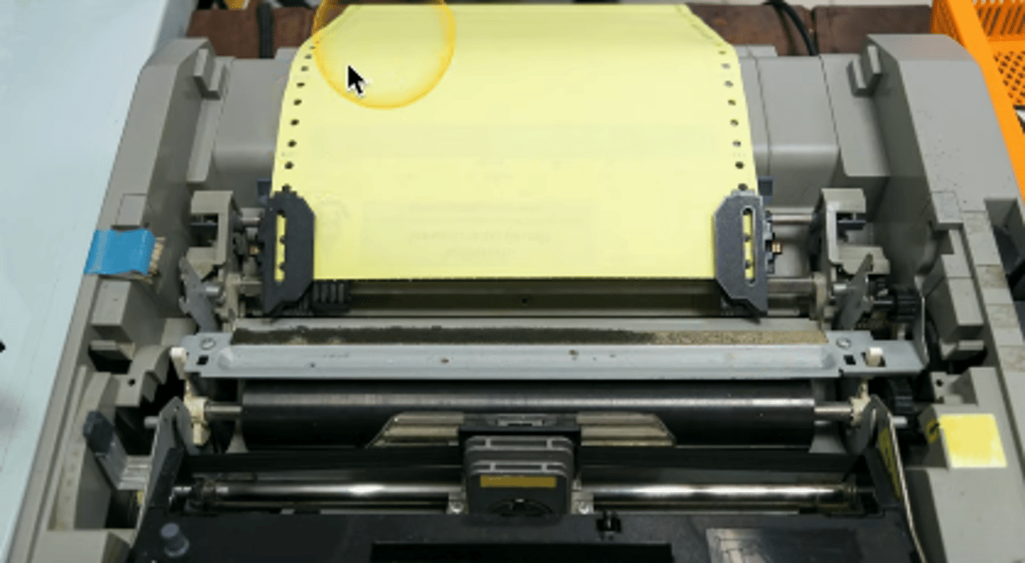 <p>Continuous paper feed that has perforations between pages</p>