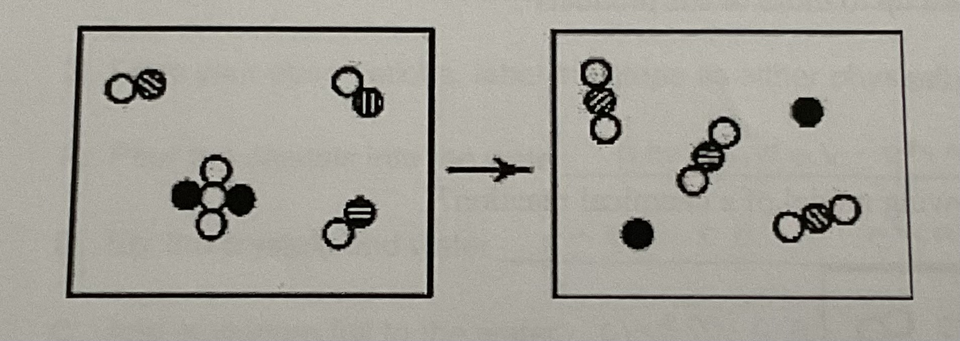 <p>The reactants shown schematically below represent iron oxide, Fe<sub>2</sub>O<sub>3 </sub>and carbon monoxide, CO. Which of the following is the correct full balance chemical equation for what is depicted?</p><p>A) Fe<sub>2</sub>O<sub>3 </sub>+ 3 CO —> 2 Fe + 3 CO<sub>2</sub></p><p>B) Fe<sub>2</sub>O<sub>3 </sub>+ 3 CO —> 3 FeO + 2 C</p><p>C) Fe<sub>2</sub>O<sub>3 </sub>+ 3 CO —> 3 FeO<sub>2</sub> + 2 C</p><p>D) Fe<sub>2</sub>O<sub>3 </sub>+ 3 CO —> 2 Fe + 3 C<sub>2 </sub>O</p>
