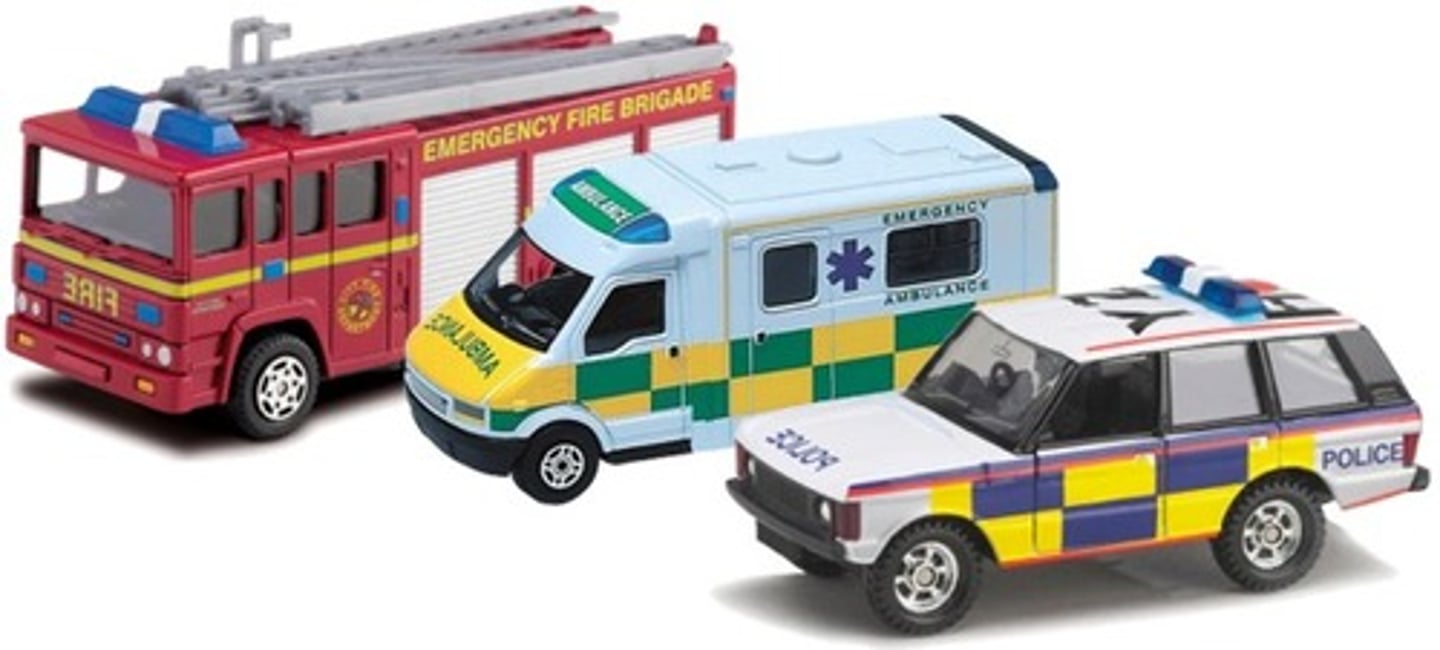 <p>Police vehicles, fire engines, ambulances, or other emergency vehicles using sirens, air horns, or red/blue flashing lights</p>