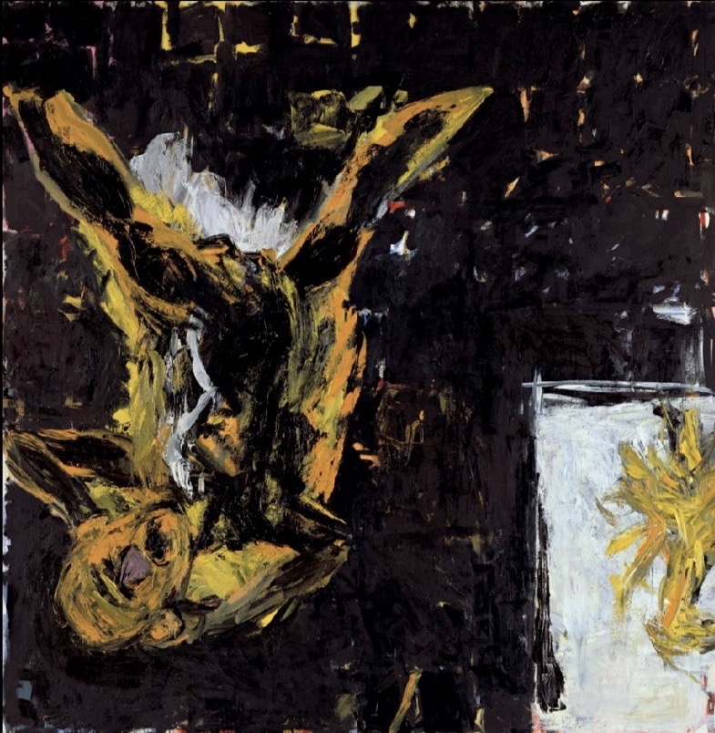 <p>A painting that inverts traditional imagery.</p>