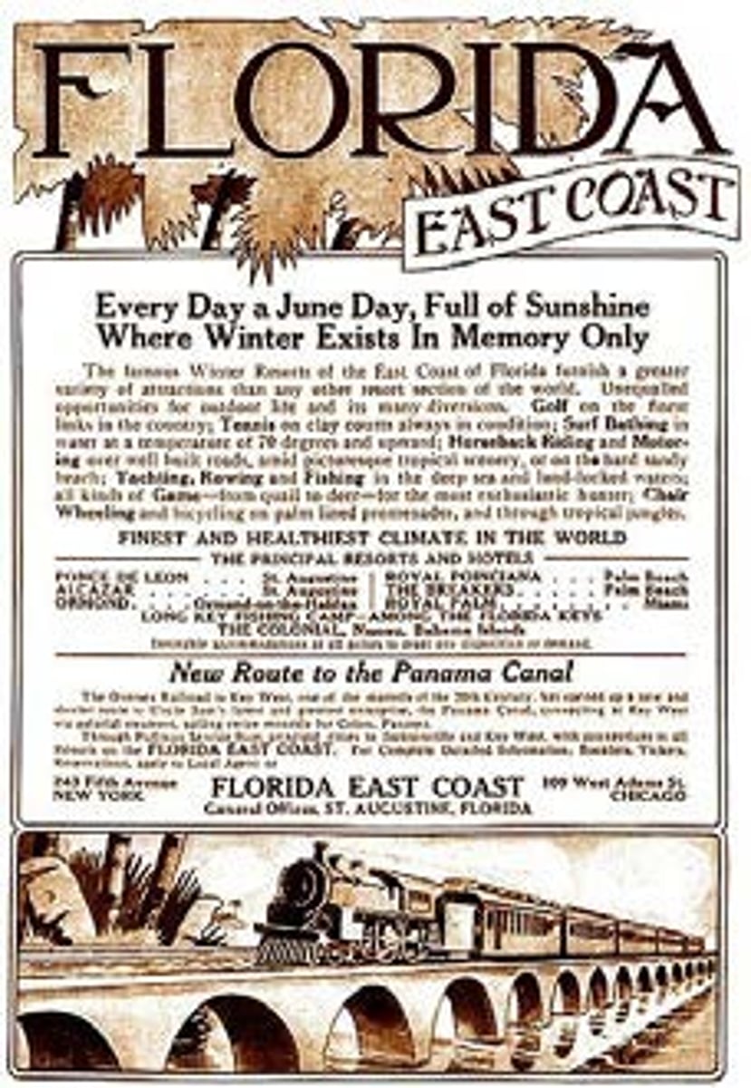 <p>Early 1920s, 300,000 Americans moved to Florida - land boom dominated the Florida economy. Hurricane struck South Florida in 1926 - and the boom turned to a bust.</p>