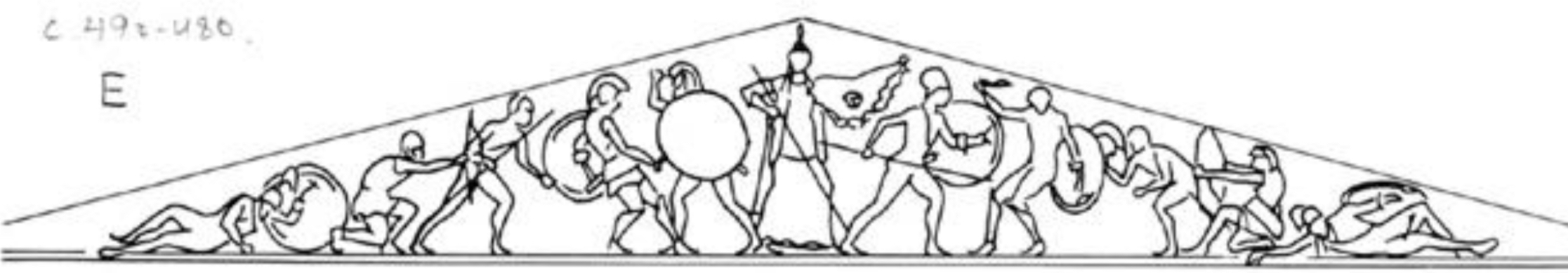 <p>What is depicted on the east pediment?</p>