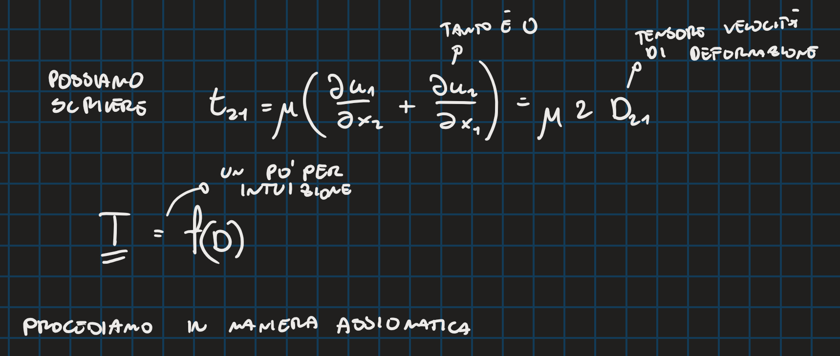 <p>Il tensore delle tensioni è legato al tensore delle velocità di deformazione </p>