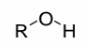 <p>a single oxygen attached to an R group and a hydrogen</p>