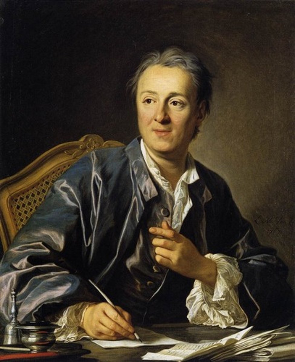<p>Editor of the Encyclopedia, 28 volume set of collected knowledge of the era, which applied principles of the Scientific Revolution to society and human institutions; patronized by Catherine the Great of Russia when censored in France.</p>