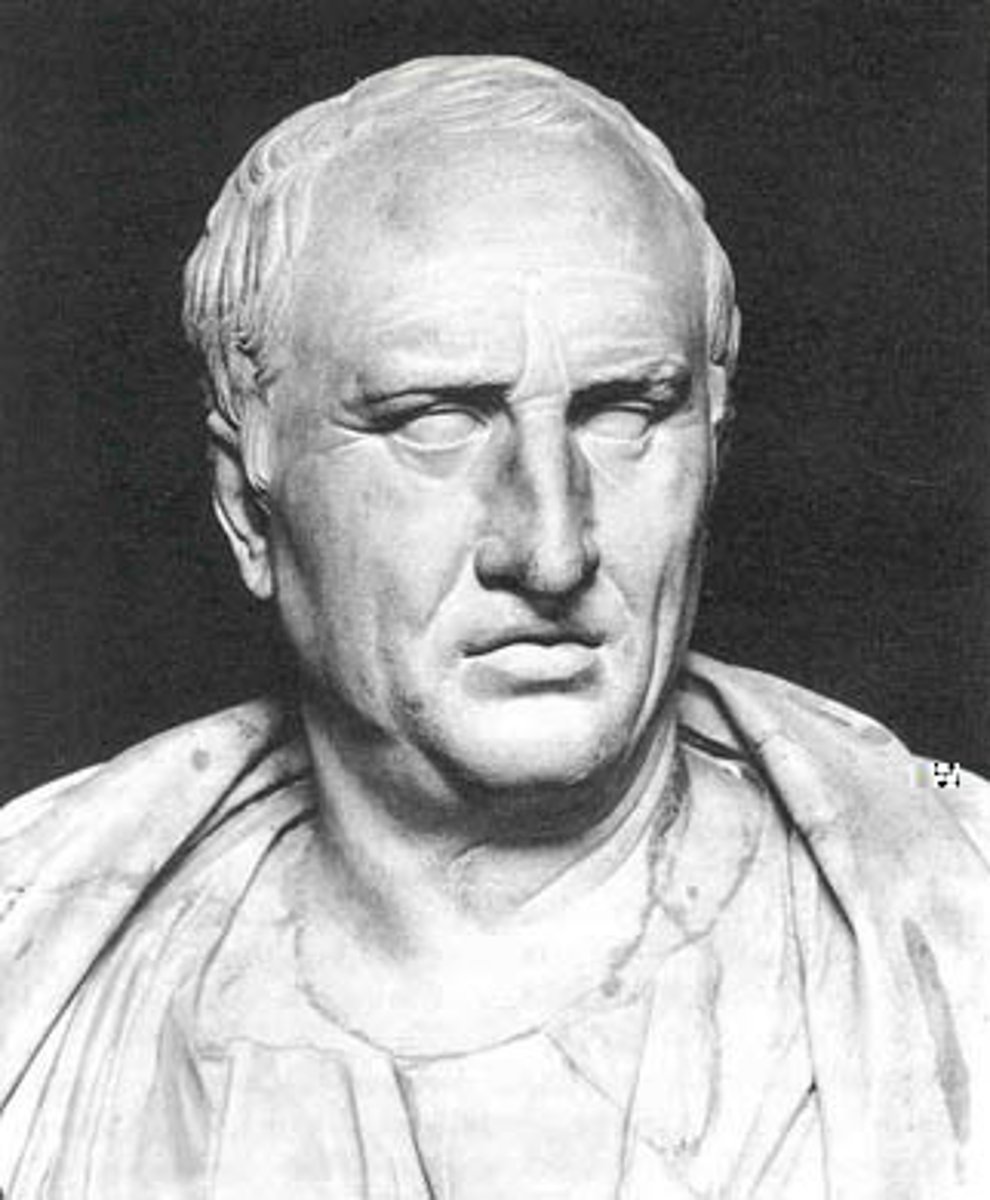 <p>A Roman orator, philosopher, politician, lawyer, consul and constitutionalist - widely considered one of Rome's greatest orators and prose stylists. 106 - 43 BCE</p>