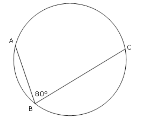 <p>In the figure above, what is the degree measurement of arc AC?</p>