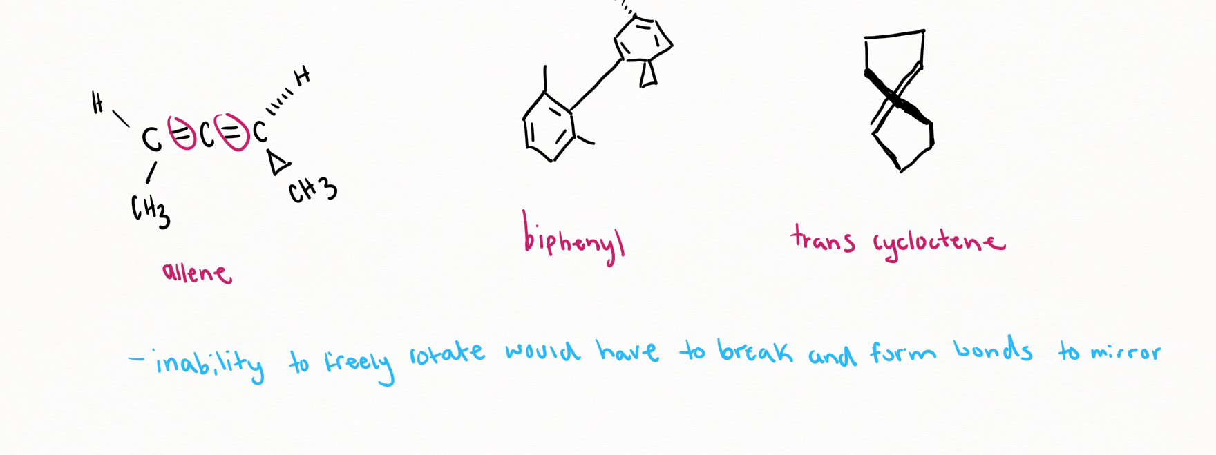 <p>molecules that contain no chiral centers yet are chiral due to their inability to freely rotate.          </p>
