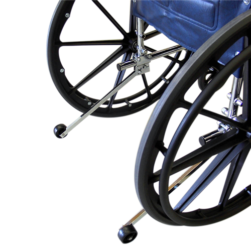 <p>these are small extensions which are attached to the horizontal support bar which prevent accidental backward tipping of the wheelchair</p>