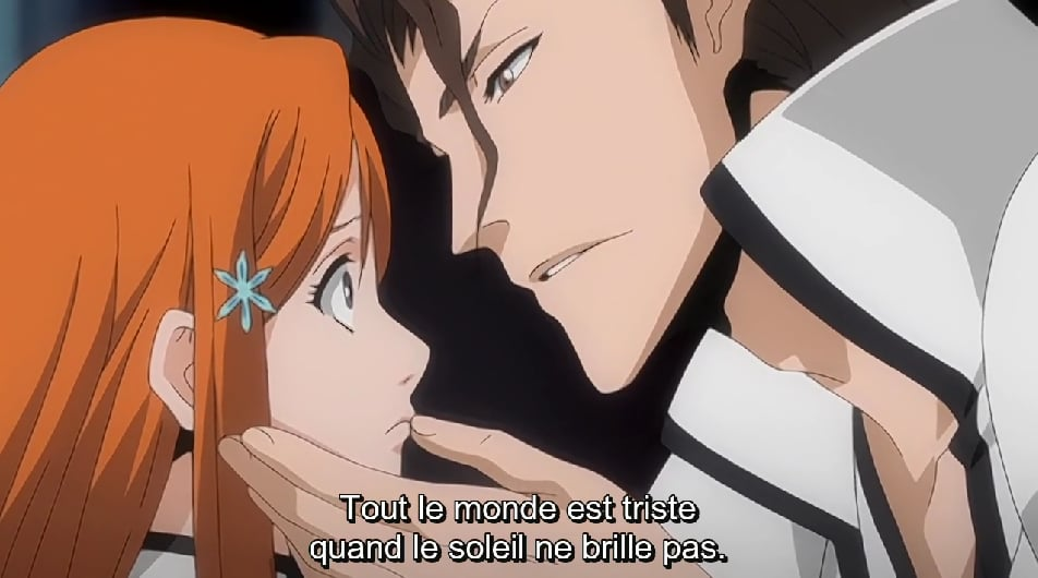 <p>grieve, sad, deplore, regret</p><p><u>ex</u>: 悲しい Kanashii: sad, unhappy, miserable</p><p>ill: Aizen à Orihime: ”<em>Warainasai</em>. Taiyō ga kageru to min’na ga 悲しmudarou. (<em>Imperative Polite Present</em>)<=> 笑いなさい。太陽が陰ると皆が悲しむだろう。 : Smile. Quand le soleil s’assombrit (When it gets dark), tout le monde devient triste.</p><p>ill: Aizen à Hirako sur le fait qu’il ne faut pas faire confiance aux autres car c’est être dépendant d’autres personnes, ce qui est une faiblesse: “Daga 悲しい koto ni sore o tettei dekiru hodo tsuyoki-sha wa sō ōku nai.“ <=> だが悲しい事にそれを徹底できる程強き者は　そう多くない: Cependant, et c’est triste, il n’y a pas (<em>nai</em>) beaucoup (<em>ōku</em>) de gens forts (<em>tsuyoki-sha</em>) qui peuvent [suivre ce principe] strictement/sans exception (<em>tettei</em>) to that extent (<em>hodo</em>). [Tous les êtres humains croient en un être plus puissant qu’eux-mêmes. Ils ne peuvent pas vivre sans lui obéir aveuglément.]</p><p>ill: Dr Xeno (qui a des sous-marins) à Senku-tachi: “Daga 悲しい ka na bokura wa sono sōzō o yūni koete iku“ <=> だが悲しいかな僕等はその想像を優に超えていく: Mais malheureusement pour eux, on continue à dépasser leur imagination de très loin.</p><p><u>ex</u>: 悲<span>しみ Kanishimi: </span>sadness, sorrow, grief</p><p>ill: Sasuke à Tobi: “Itachi wa ore ni inochi o kakete sato o mamoru ikizama o misete kureta. Daga ore ni totte wa son'na ikizama yori mo Itachi o <em>ushinatta</em> kanashimi no hō ga fukai.“ (<em>Past</em>) <=> イタチは 俺に命をかけて里を守る生き様を見せてくれた｡ だが俺にとってはそんな生き様よりもイタチを失った悲しみのほうが深い｡: Itachi showed me how to risk your life to (and) protect your village. However, to me, the sadness of losing Itachi is deeper than the sadness of that way of life.</p><p><u>ex</u>: 慈悲 Jihi: mercy, compassion, pity, clemency, charity</p><p>ill: Raikage à Naruto: “Hanzai-sha no tame ni atama o <em>sage</em>, nakama no anzen no tame ni jihi o kou — shinobi no sekai de, sore wa yūjō to wa <em>iwan</em>.” (<em>masu stem</em>; <em>Colloquial negative masculine of iu</em>) <=> 犯罪者のために頭を下げ、仲間の安全のために慈悲を請う――忍の世界で、それは友情とはいわん。: Bowing your head for a criminal, begging for mercy for the sake of your comrades’ safety… In the world of shinobi, this cannot be called friendship!</p>